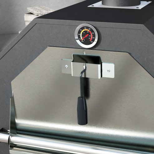Outsunny 2-in-1 Outdoor Pizza Oven 3-Tier Freestanding Charcoal BBQ Grill with Rain Cover, Chimney, Thermometer, Bottom Shelf, Anti-scald Handles, Wheels for Garden Party Gathering
