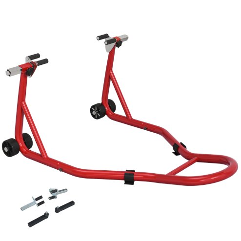 HOMCOM Front Motorcycle Paddock Stand Motorbike Stand with Anti-Slip Mat, U-Shaped and L-Shaped Adapters, 200 kg Capacity, for 18