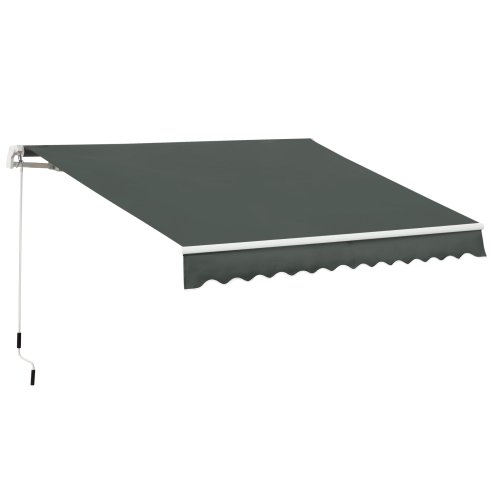 Outsunny 3.5x2.5m Manual Awning Window Door Sun Weather Shade w/ Handle Thick Retractable Canopy Outdoor Garden Shield Grey