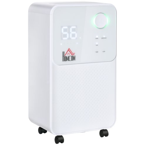 HOMCOM 12L/Day Dehumidifier for Home, Laundry Room, Bedroom, Basement, Electric Moisture Air De-Humidifier with 4 Modes, Continuous Drainage, 24H Timer, Digital Humidity Display