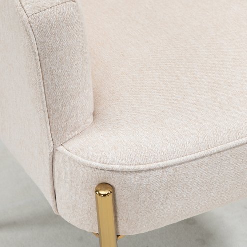 HOMCOM Accent Chair, Living Room Armchair, Vanity Chair with Gold Plating Metal Legs and Soft Padded Seat for Bedroom and Cafe, Cream