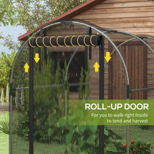 Outsunny Fruit Cage Bird Netting, Heavy Duty Fruit and Vegetable Protection Tent with Zipped Door, Anti Bird, Insects, Small Animals, 1.2 x 2.4 x 1.9m, Black
