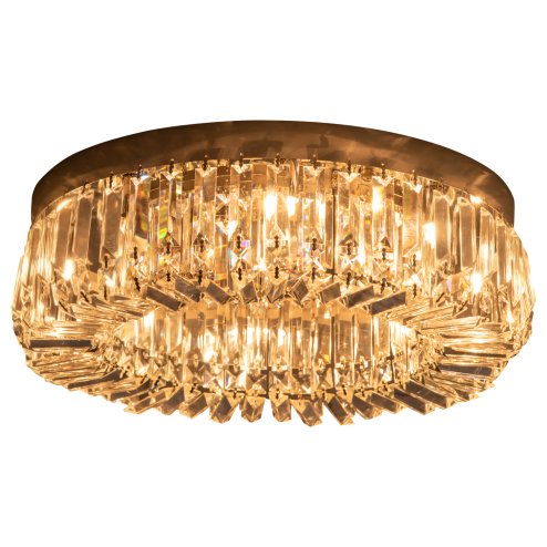 HOMCOM Crystal Ceiling Light Modern Chandeliers Stainless Steel Pendant Lights with Crystal Decorations for Living Room Bedroom Dining Room Hall Silver
