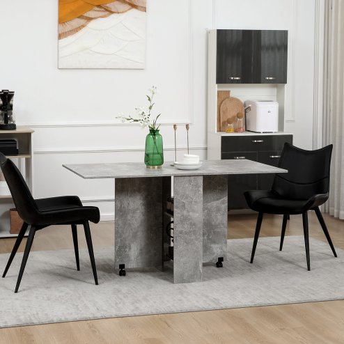 HOMCOM Folding Dining Table, Drop Leaf Table with 2-Tier Shelves, Rolling Casters, for Small Spaces, Kitchen