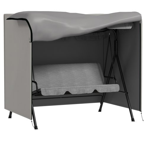 Outsunny 3 Seater 600D Oxford Patio Swing Chair Cover Outdoor Garden Furniture Rain Protection Protector Waterproof Anti-UV, 177 x 114 x 152cm, Light Grey