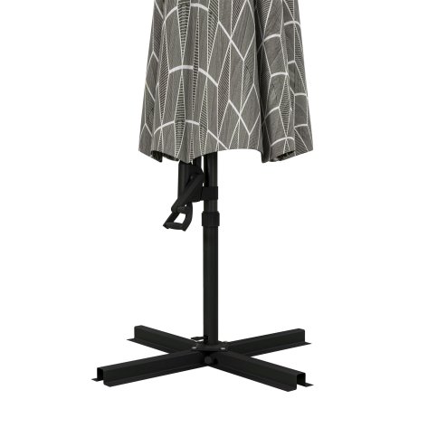 Outsunny 3(m) Convertible Cantilever Parasol and Centre-post Garden Parasol with Cross Base, 360 Rotation Banana Parasol with Crank Handle and 8 Ribs, Hanging Patio Umbrella, Black and White