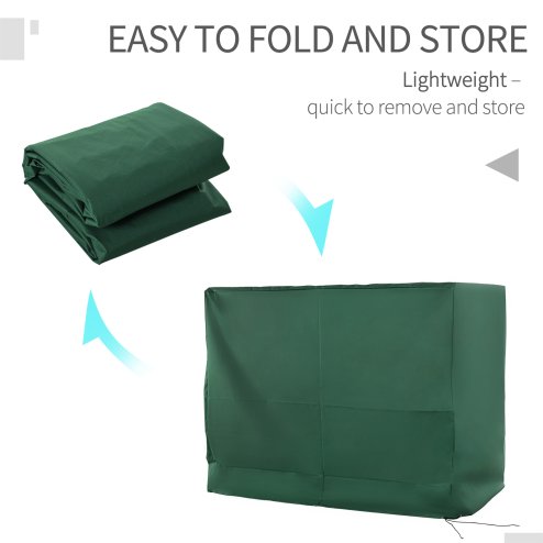 Outsunny Oxford Patio 3-seater Swing Chair Cover Outdoor Garden Furniture Rain Protection Protector Waterproof Anti-UV, 240L x 133W x 185H cm, Green