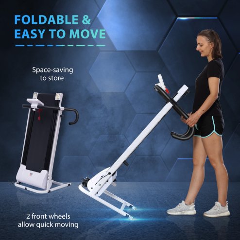 HOMCOM Electric Treadmill Walking Pad, 1-10km/h Folding Running Machine, Gym Fitness Exercise with LCD Monitor, White