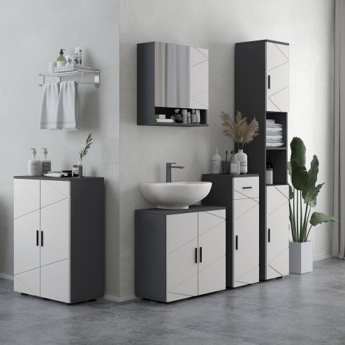 kleankin Bathroom Mirror Cabinet, Wall Mounted Bathroom Storage Cupboard with Adjustable Shelves, 55W x 17D x 55Hcm