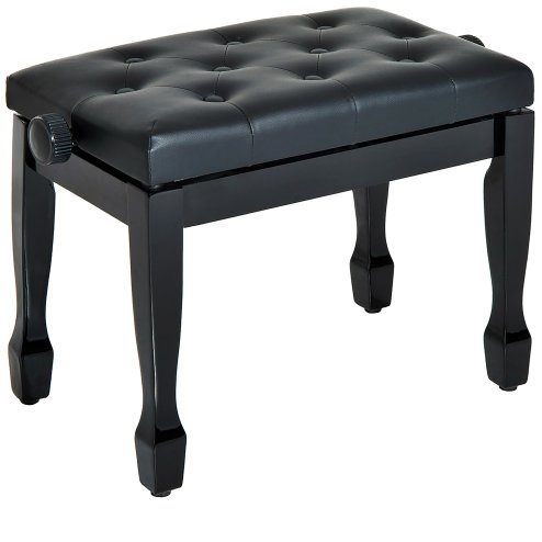 HOMCOM Faux Leather Piano Stool Height Adjustable Keyboard Bench Dressing Table Seat 64(L) x 35(W) x 45/55(H)cm, Black