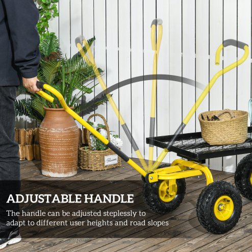 Outsunny Garden Trolley Cart, Heavy Duty Garden Cart with Metal Frame, 10