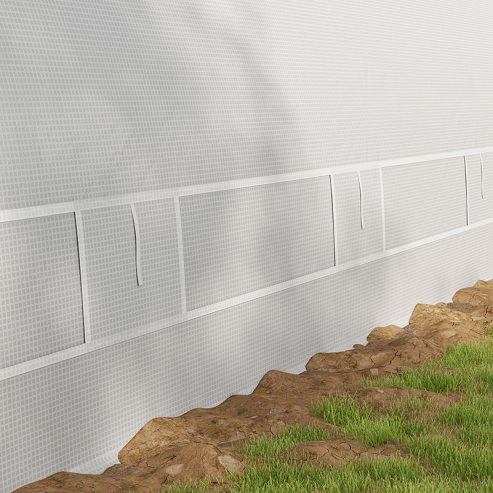 Outsunny 6 x 3(m) Walk-in Polytunnel Greenhouse with Upgraded Structure, Zipped Roll Up Mesh Door, 8 Mesh Windows, Tunnel Warm House Tent with PE Cover, 15 Plant Labels and Gloves, White
