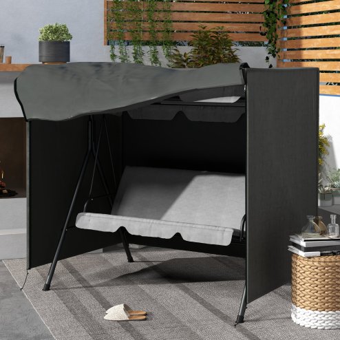 Outsunny 3 Seater 600D Oxford Patio Swing Chair Cover Outdoor Garden Furniture Rain Protection Protector Waterproof Anti-UV, 177 x 114 x 152cm, Dark Grey