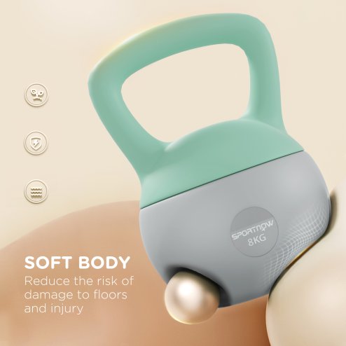 SPORTNOW Soft Kettlebell, 8kg Kettle Bell with Non-Slip Handle for Home Gym Weight Lifting and Strength Training, Grey and Green