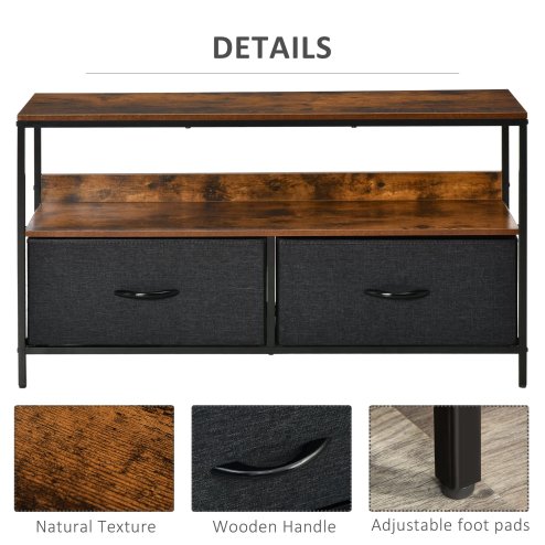 HOMCOM TV Stand Cabinet up to 47-inch, TV Unit with 2 Foldable Linen Drawers, Open Shelf for Living Room, Bedroom, Entertainment Room
