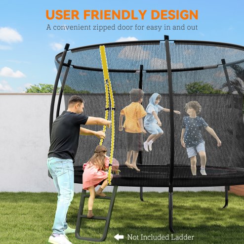 SPORTNOW 10ft Trampoline with Enclosure Net, Spring Cover, Outdoor Trampoline Garden Jumping Mat, Black