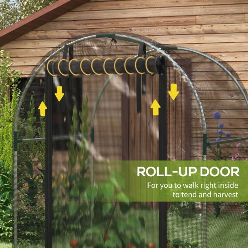 Outsunny Fruit Cage Bird Netting, Heavy Duty Fruit and Vegetable Protection Tent with Zipped Door, Anti Bird, Insects, Small Animals, 1.2 x 1.2 x 1.9m, Black