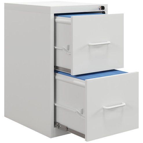 HOMCOM 2 Drawer Filing Cabinet, Vertical File Cabinet with Adjustable Hanging Bar for A4 and Letter Size, Steel Printer Stand for Home Office, Cream White