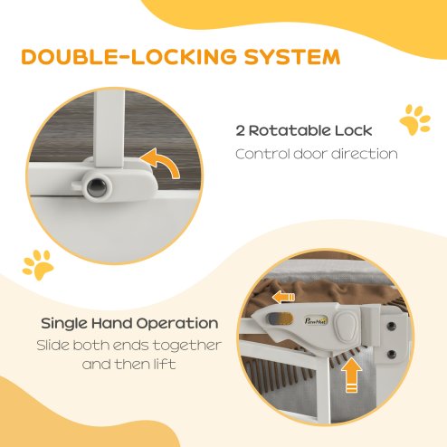 PawHut Dog Stair Gate, Pressure Fit Dog Safety Gate with Automatic Closing System, Double Locking, for Stairs, Doors, Hallways, House, 74-100cm Width, White