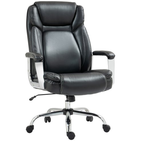 HOMCOM Ergonomic Office Chair, Heavy Duty Faux Leather Desk Chair with Tilt Function, Adjustable Height, 227kg 500LBS Swivel Computer Chair for Home Study, Black