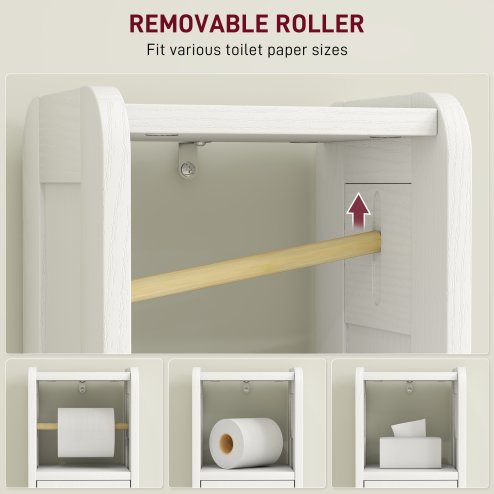 HOMCOM Small Bathroom Storage Cabinet, Freestanding Toilet Roll Holder, Slim Bathroom Cabinet with Adjustable Shelf for Small Spaces, White
