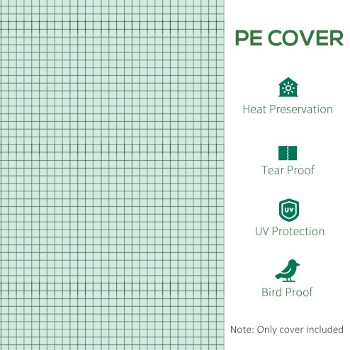 Outsunny 3 x 2 x 2m Greenhouse Replacement Cover ONLY Winter Garden Plant PE Cover for Tunnel Walk-in Greenhouse with Roll-up Windows Door Outdoor, Green