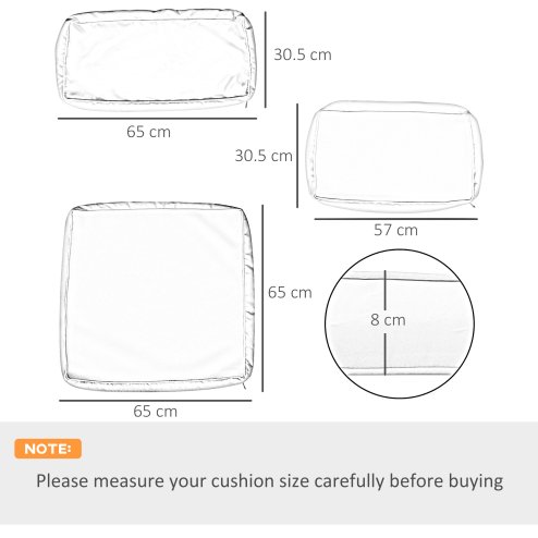 Outsunny Replacement Cushion Covers for Garden Sofa Set, Garden Rattan Sofa Cushion Polyester Cover Replacement Outdoor - No Cushion Included, Black