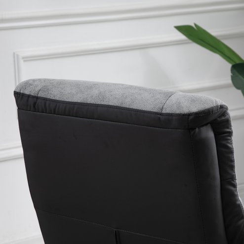 HOMCOM Recliner Chair With Footstool, Swivel Lounge Armchair, 135° Reclining Chair With Soft Padded Seat and Armrest For Living Room, Bedroom, Grey