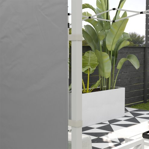 Outsunny Gazebo Side Panels with Windows and Doors, for 3x3(m) or 3x6m Pop Up Gazebo, 2 Pack Sides Replacement, Light Grey