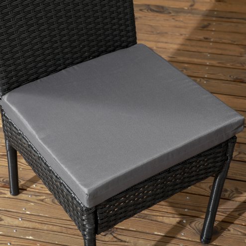 Outsunny 2 Pieces PE Rattan Garden Chairs with Cushion, Patio Wicker Dining Chairs with Backrest for Patio, Deck, Garden, Black