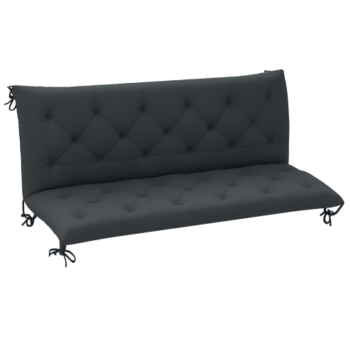 Outsunny 3 Seater Bench Pad, Garden Chair Cushion with Back and Ties for Indoor and Outdoor Use, 98 x 150 cm, Black
