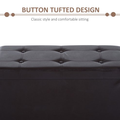 HOMCOM Folding Faux Leather Storage Cube Ottoman Bench Seat PU Rectangular Footrest Stool Box 