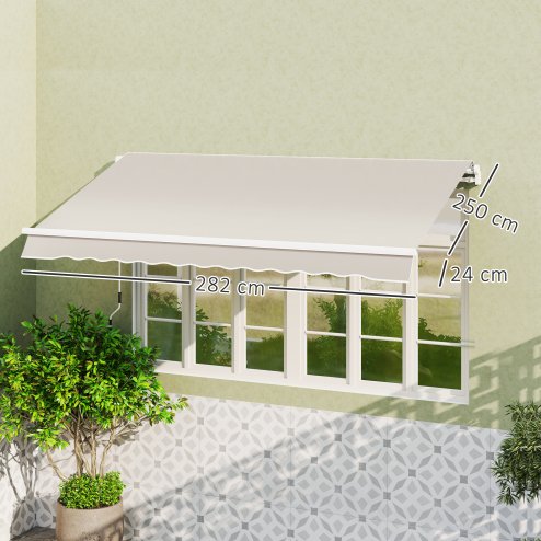 Outsunny Awning Replacement Canopy, Water Resistant UPF 50+ Sun Shade Cover for 3 x 2.5 m Garden Awning (Fabric Only), Cream White