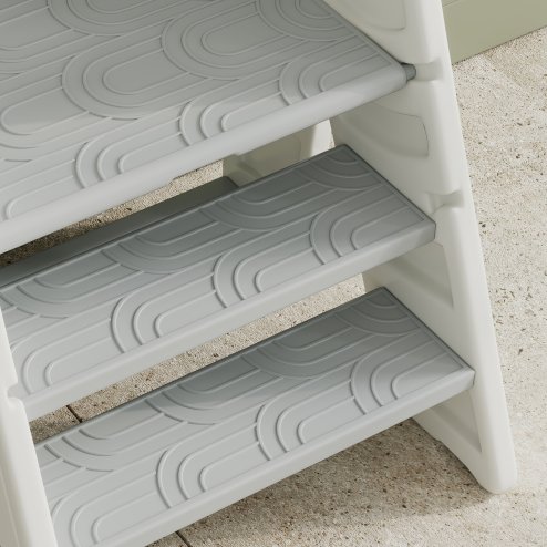 AIYAPLAY Kids Step Stool, Foldable Toddler Kitchen Stool, Adjustable Standing Tower with Handle, Non-Slip for Bathroom, Sink, Kitchen, Counter, Toilet Potty Training, Grey