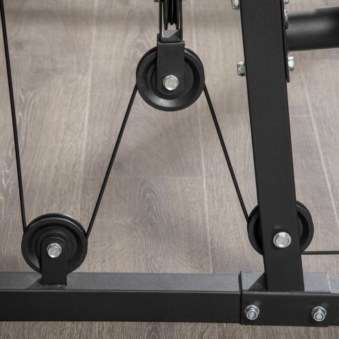 HOMCOM Multi Gym with Weights, Multifunction Home Gym Machine with 45kg Weight Stack, for Lat Pulldown, Leg Extensions, Preacher Bicep Curls, Triceps Pulldowns, Chest Press, Strength Training