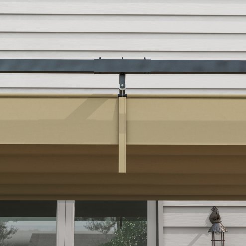 Outsunny 3 x 2m Metal Outdoor Pergola with Retractable Roof, Outdoor Gazebo Canopy Shelter with Drainage Holes for Garden, Patio, Lawn, Khaki
