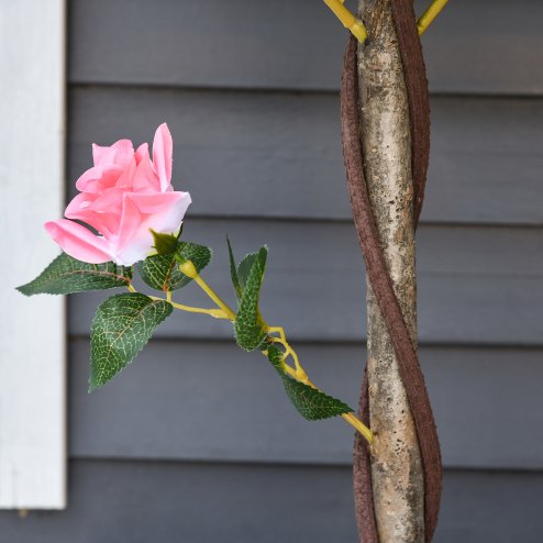 Outsunny 90cm/3FT Artificial Rose Tree, Fake Decorative Plant with Pot, Indoor Outdoor Faux Decoration Home Office Decor, Pink
