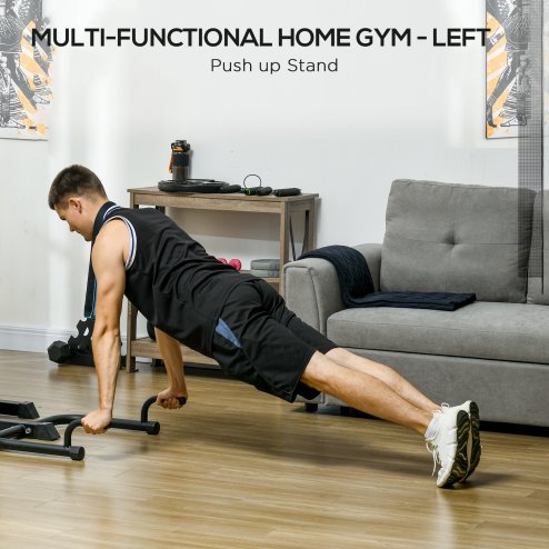SPORTNOW Multi Gym Workout Station All-in-One Home Gym Equipment with 65kg Weight Stack, Sit Up Bench, Push Up Stand, Dip Station, for Home Gym Full Body Strength Training