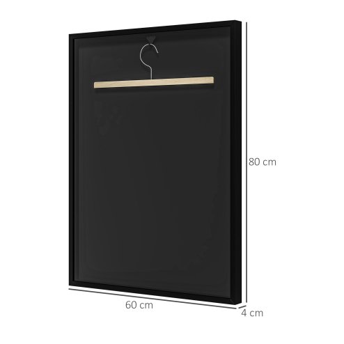 HOMCOM Football Shirt Frame Display, Acrylic Jersey Frame with UV Protection, Aluminium Sports Shirt Shadow Box for Basketball Football Baseball, 60 x 80 cm, Black