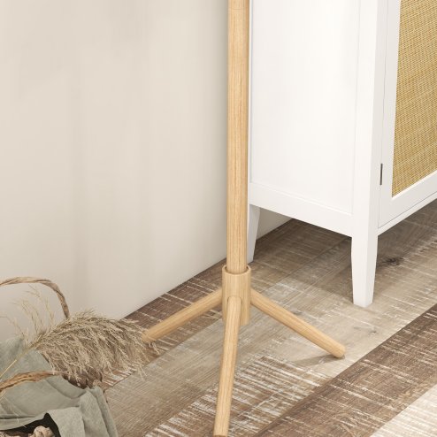HOMCOM Coat Rack, Freestanding Coat Stand with 8 Hooks and Wooden Frame for Clothes, Bags, Hat Stand for Entryway, Hallway, Bedroom, Living Room