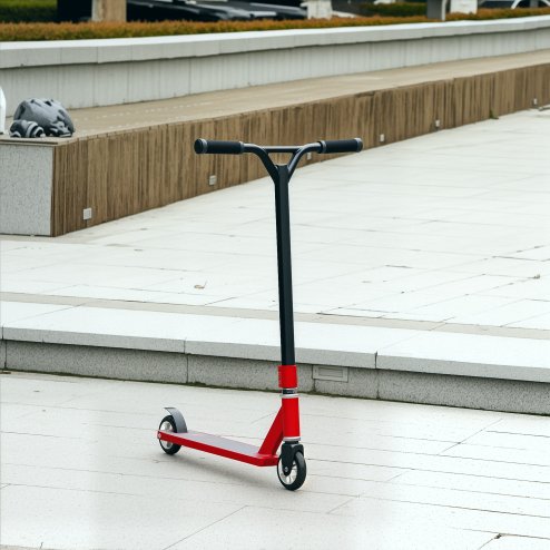 HOMCOM Stunt Scooter, 360 Entry Level Tricks Scooter w/ Lightweight Aluminium Deck and ABEC 7 Bearing, For Age 14+ Beginners, Red