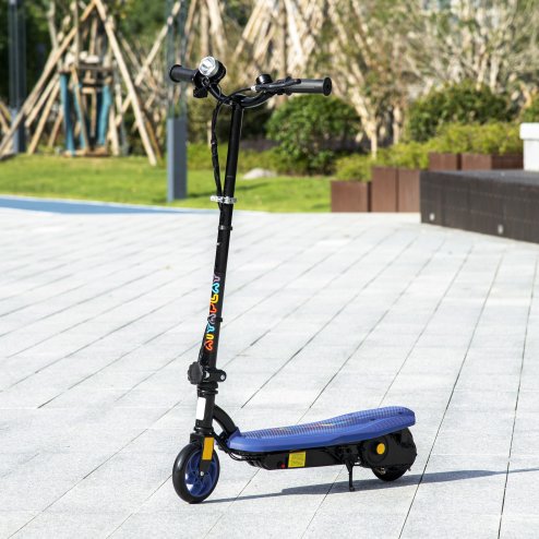 HOMCOM 120W E-Scooter Folding Electric Scooter with 12km/h Maximum Speed, Three Mode LED Headlight, Adjustable Height, Warning Bell, for Ages 7-14 Years - Blue