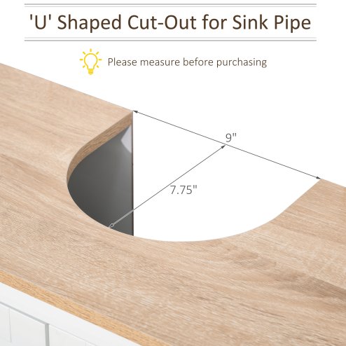 kleankin Under Sink Cabinet, Bathroom Sink Cabinet with 2 Doors, Pedestal Under Sink Design, Freestanding Bathroom Cupboard with Adjustable Shelf