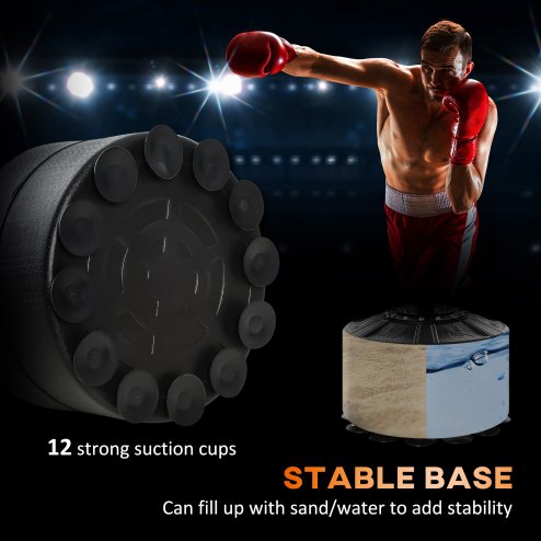 HOMCOM 4-in-1 Boxing Punching Bag Free Standing with 2 Speed Balls, 360 Degree Relax Bar, PU-Wrapped Boxing Bag and Fillable Base, 160-230cm Adjustable Height, Red
