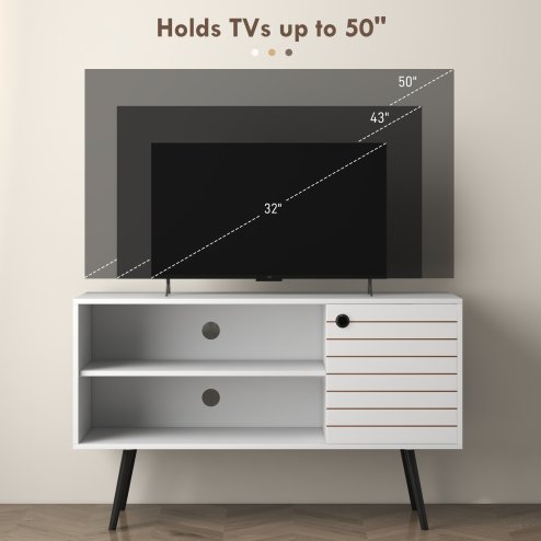 HOMCOM TV Stand Cabinet for  TVs, TV Unit with Open Shelves, Soft-close Door and Cable Holes, Entertainment Unit for Living Room