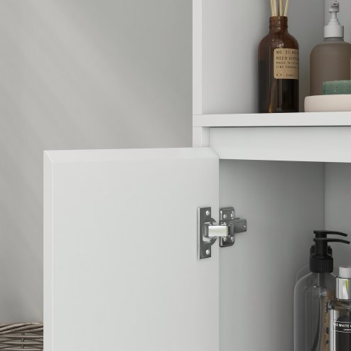 HOMCOM Narrow Bathroom Cabinet, Slim Bathroom Storage Unit with Open Compartment, Freestanding Storage Cupboard for Small Spaces, 30 x 30 x 160 cm, White