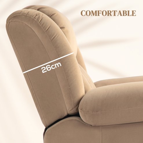 HOMCOM Power Lift Recliner Chair with Vibration Massage and Heat, Electric Lift Chair for Elderly, Overstuffed Fabric Riser and Reclining Armchair with USB Ports, Cup Holders, Light Brown