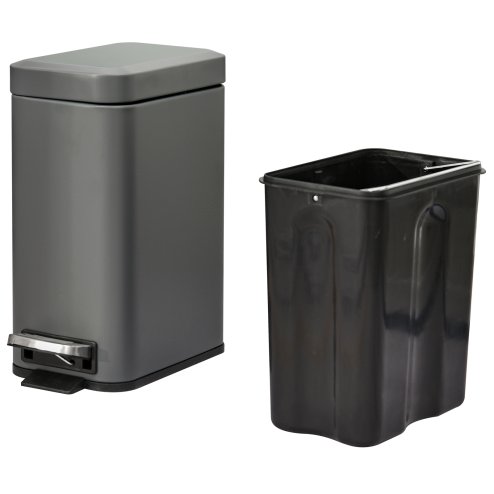HOMCOM 5L Rectangular Compact Bin Steel Body Removable Bucket Quiet-Close Lid w/ Pedal Lid Rubbish Trash Can Home Office Bedroom Bathroom Living Room Garbage Tidy Clean 