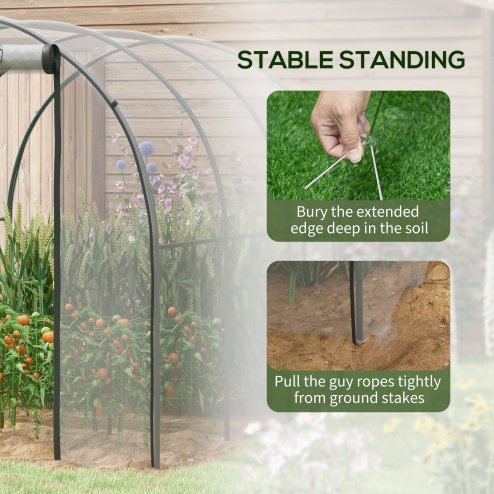 Outsunny 3 x 2 x 2m Polytunnel Greenhouse with Roll-up Door and Mesh Window, Walk-in Grow House Tent with Plastic Cover and Steel Frame, Clear