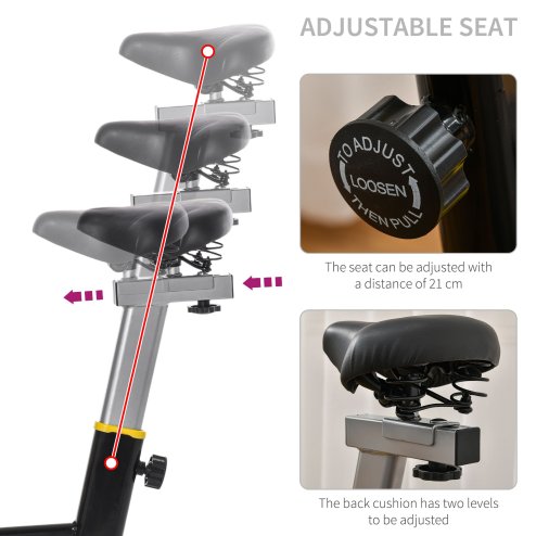 HOMCOM Stationary Exercise Bike w/ 6kg Flywheel, LCD Monitor, Adjustable Resistance, Pad & Bottle Holder, for Indoors, Gyms, Offices, Cardio Workout - Yellow